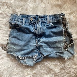 Cute jean shorts with chain on side